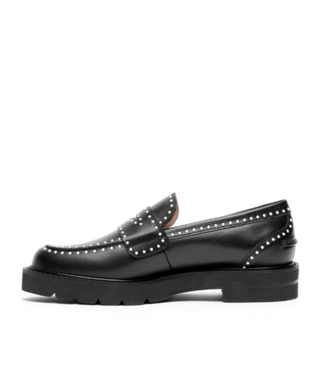 Stuart Weitzman Parker Lift Mini Pearl Loeafers In Black