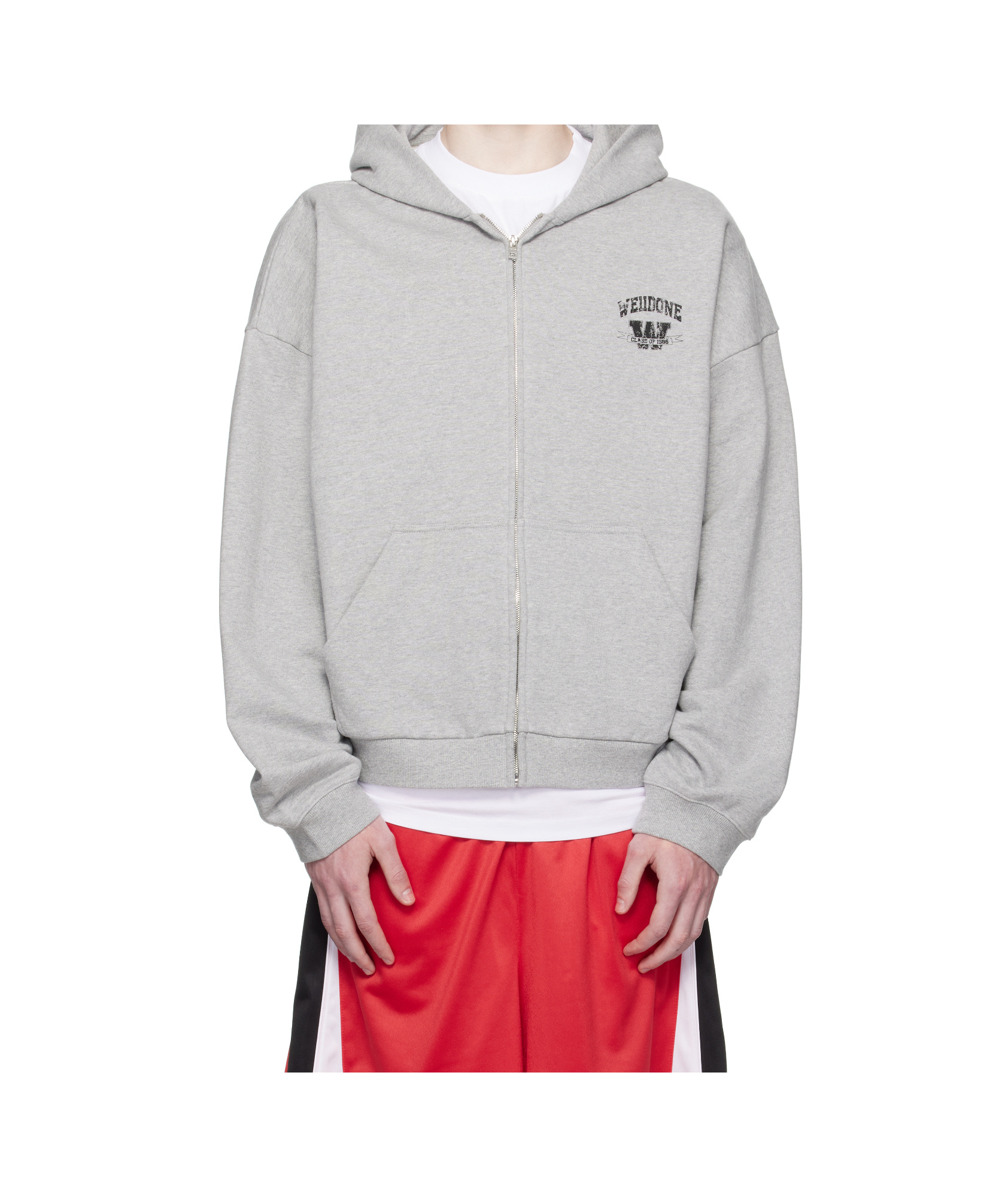 We11 Done College Zip-up Hoodie In Gray