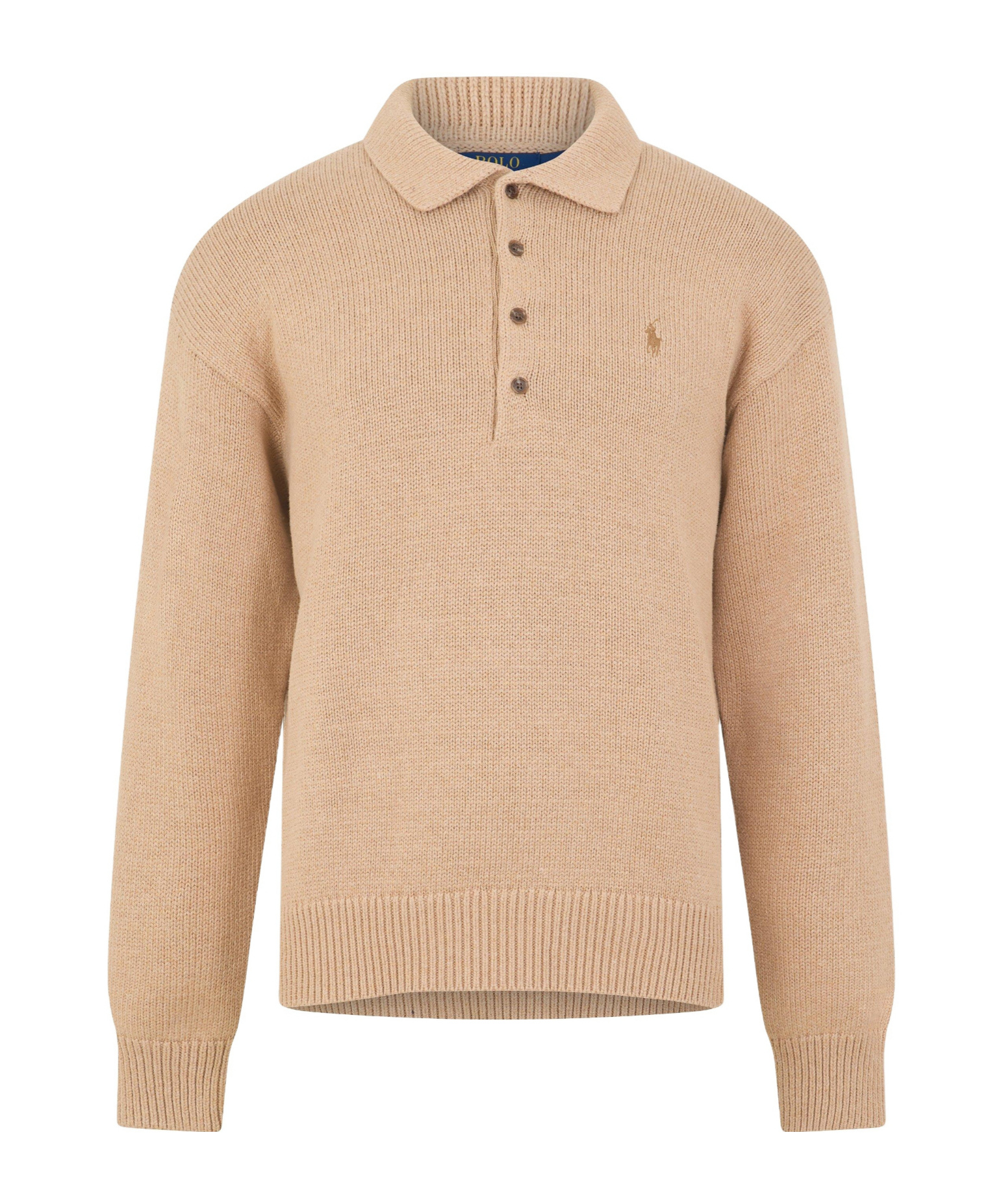 Polo Ralph Lauren Notched Collar Long-sleeve Knitted Sweater In Nude