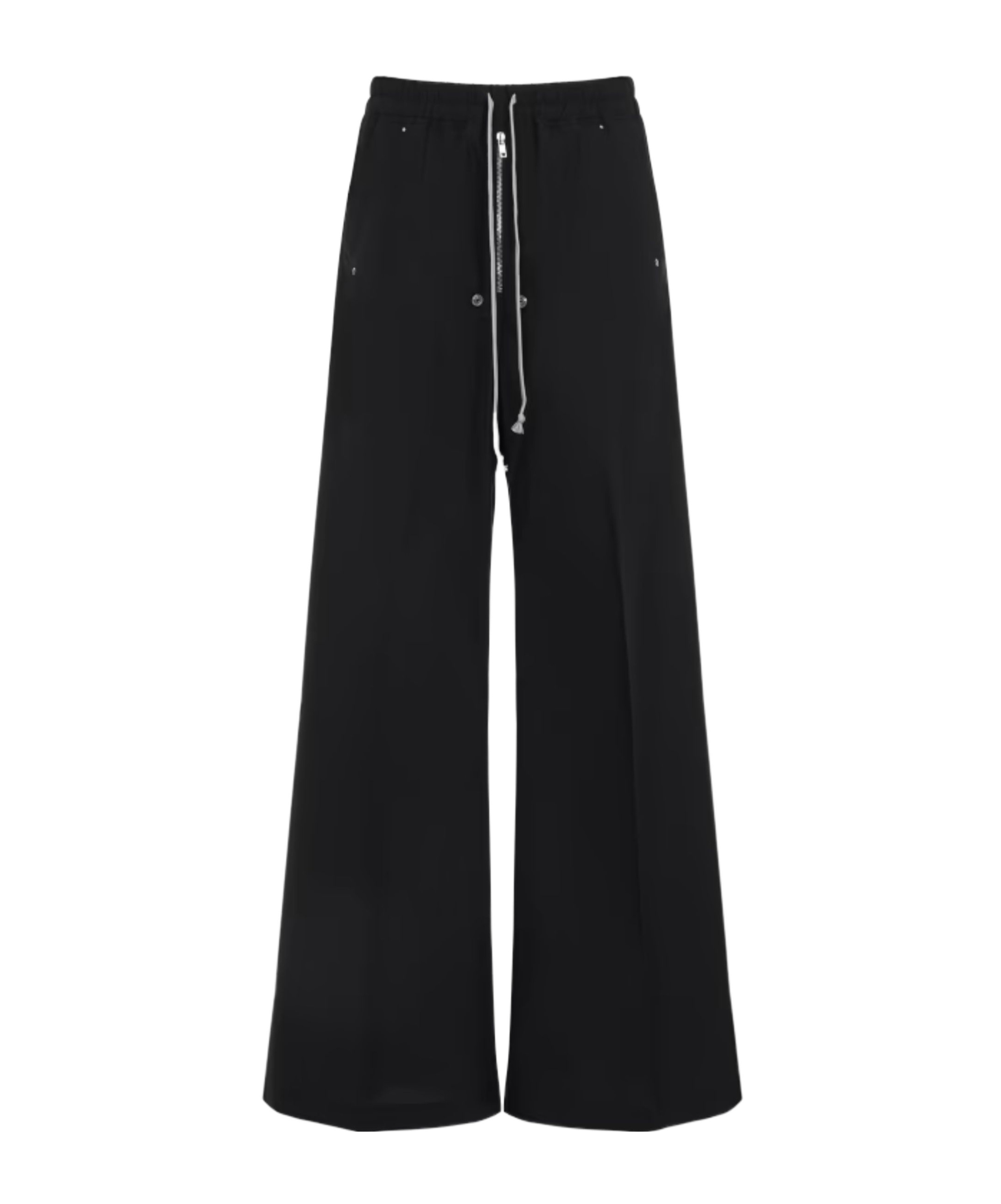 Moncler X Rick Owens 'belas' Black Pants With Drawstring Waist And Logo Patch On The Side In Animal Print