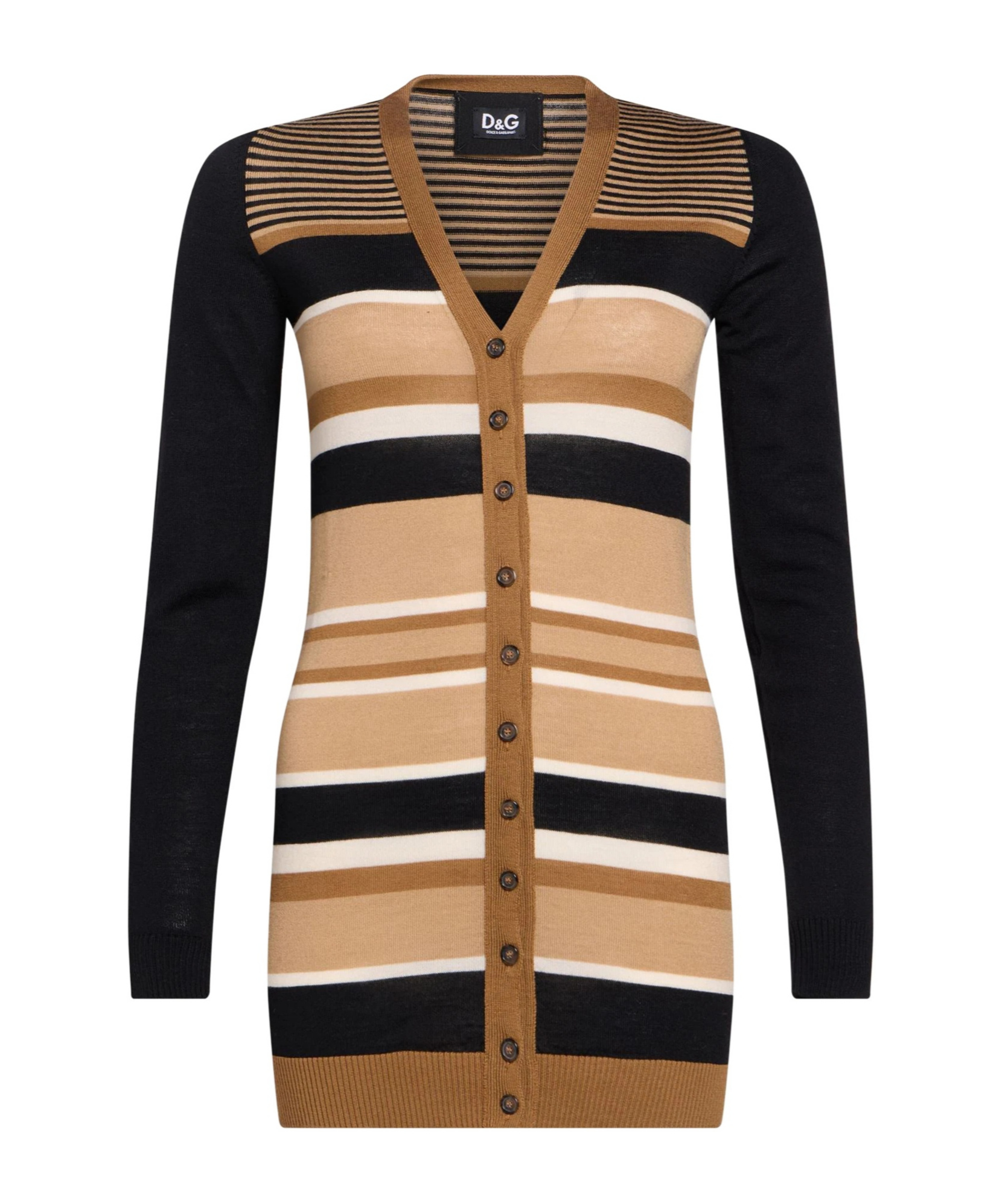 Dolce & Gabbana Colorful Wool Knit Cardigan In Camel