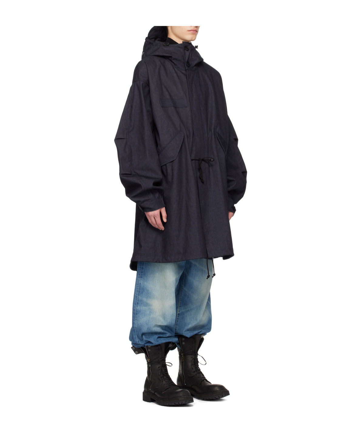 Junya Watanabe X C.p. Company Joint Long-sleeved Coat In Black
