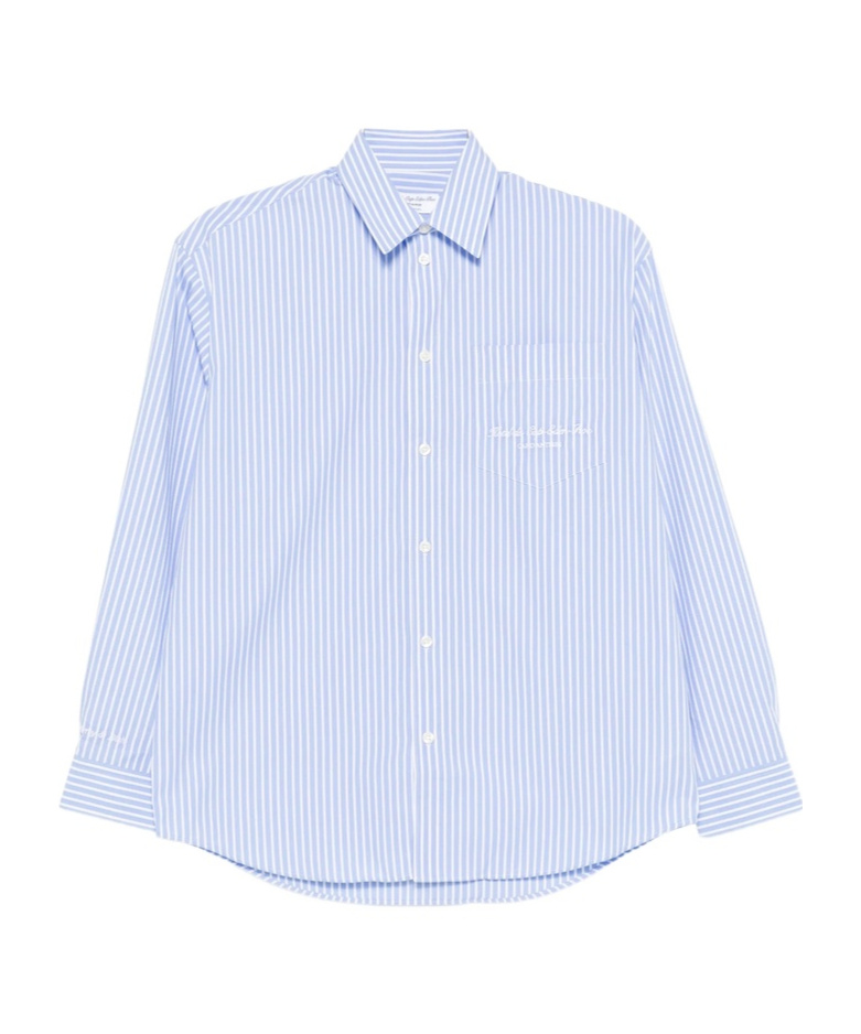 Sporty And Rich Striped Embroidered Shirt In Blue