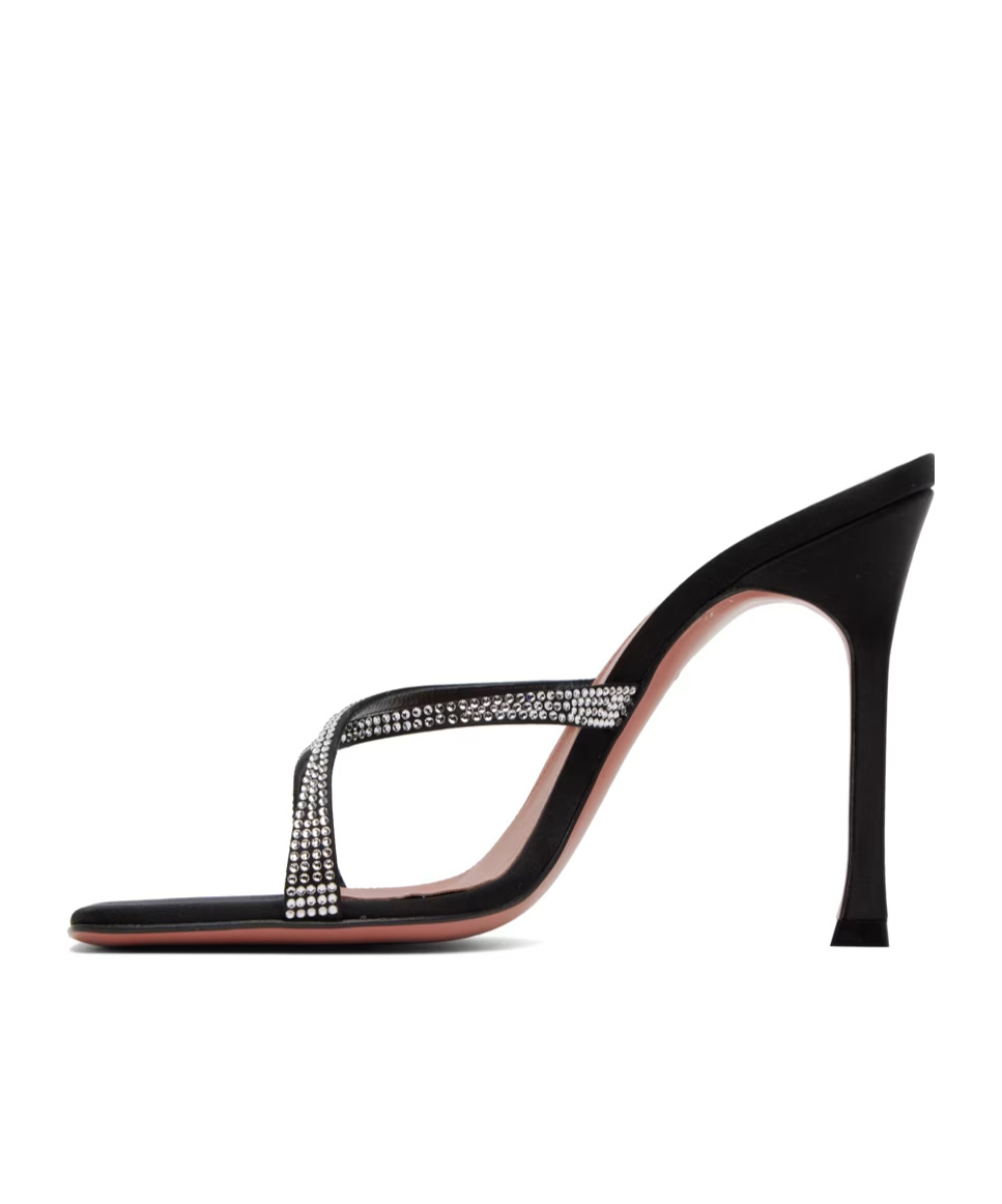 Shop Amina Muaddi Adriana Crystal High-heeled Sandals In Black