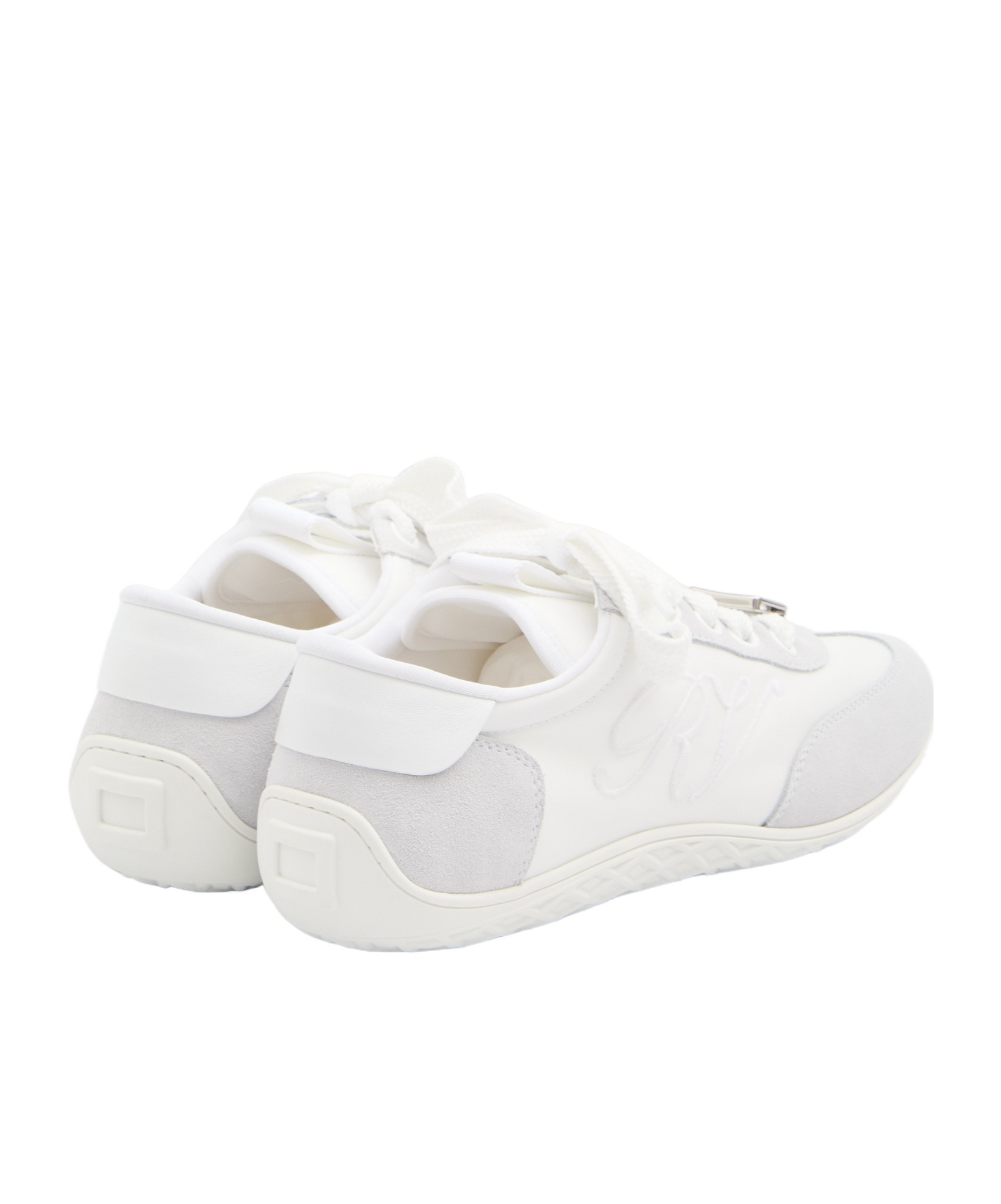 Roger Vivier Viv Suede-trimmed Canvas Sneakers In White