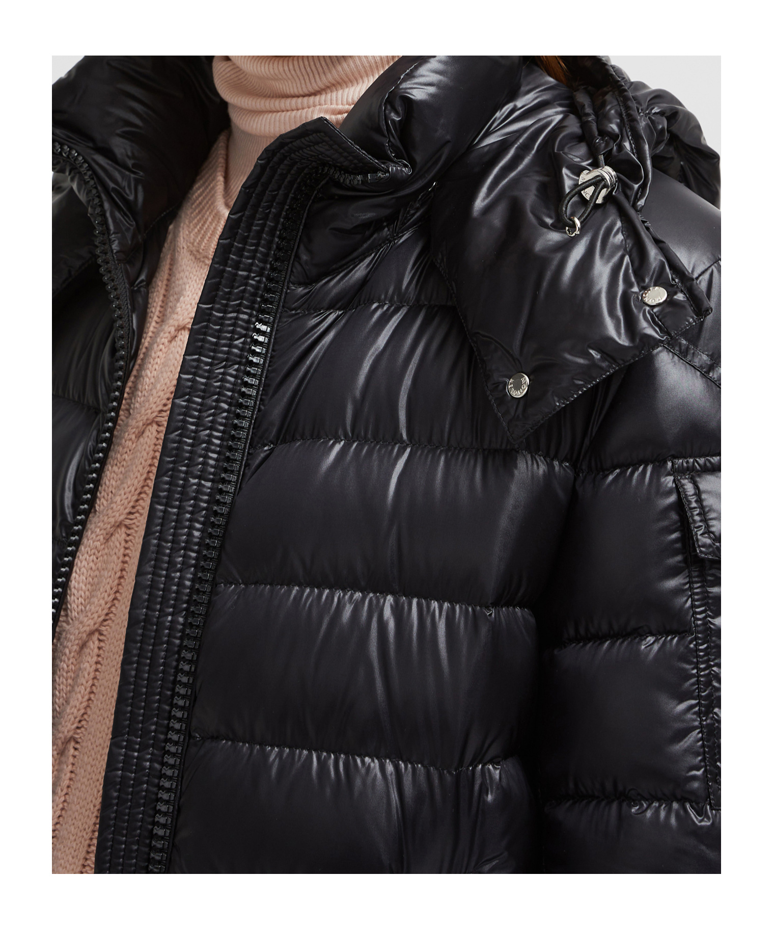 Moncler Bady Hooded Short Down Jacket Black In Black