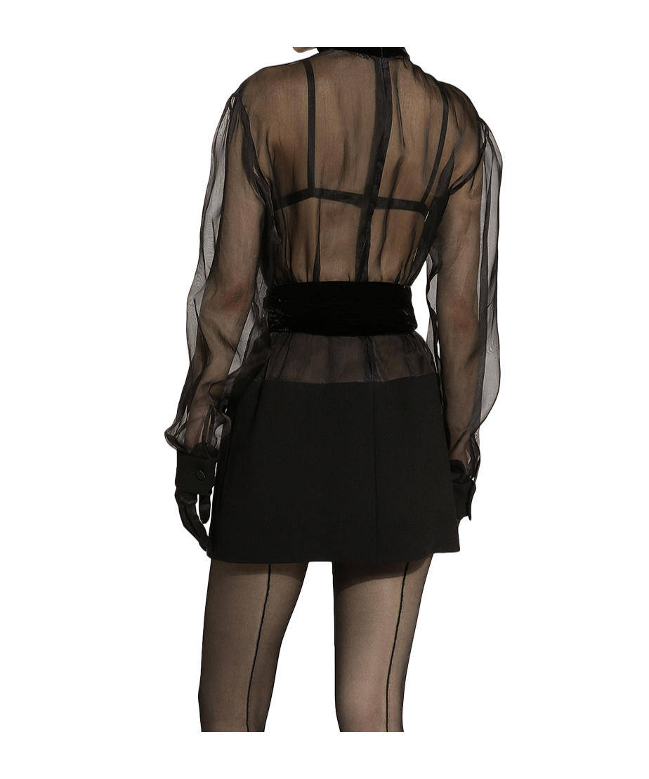 Dolce & Gabbana High Collar Long Sleeve Dress In Black