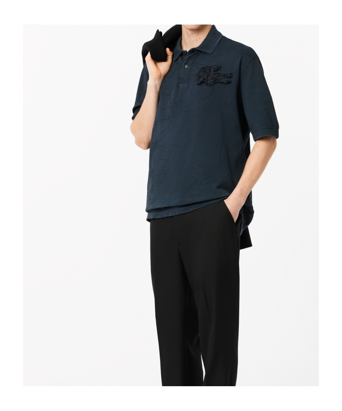 Lacoste Crocodile-appliqué Polo Shirt In Black