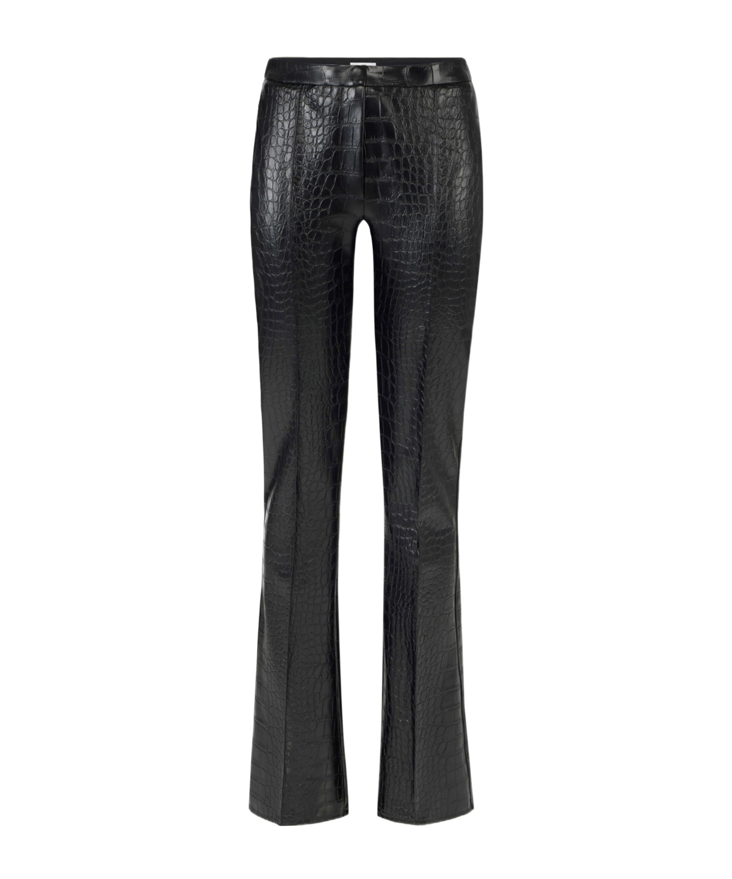 Elisabetta Franchi High Waisted Flared Trousers With Crocodile Effect In Black