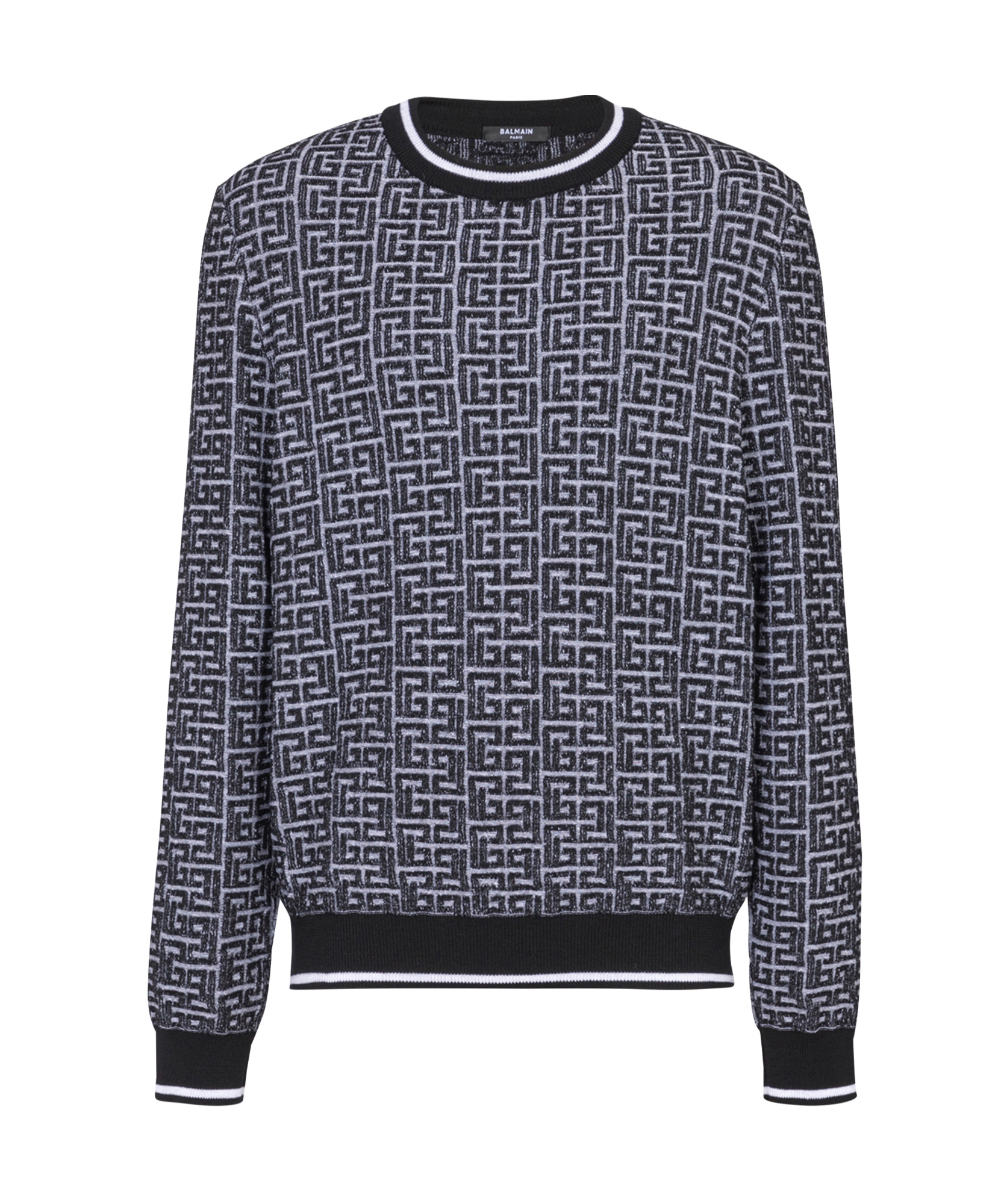 Shop Balmain Pb Labyrinth Knit Jumper In Black