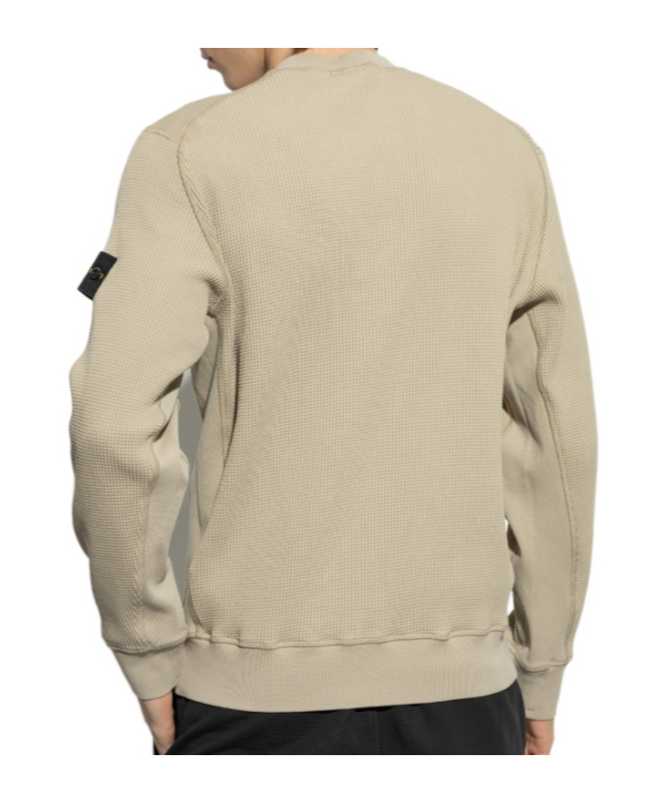 Stone Island Classic Fit Crew Neck Sweater With Distinctive Badge In Nude