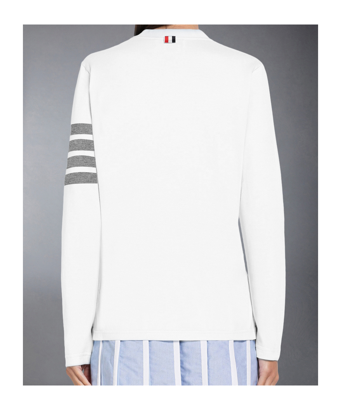 Thom Browne Crew Neck Striped Sleeve Long Sleeves In White