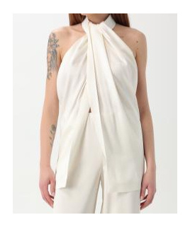 Stella Mccartney Halter Neck Velvet Top In White