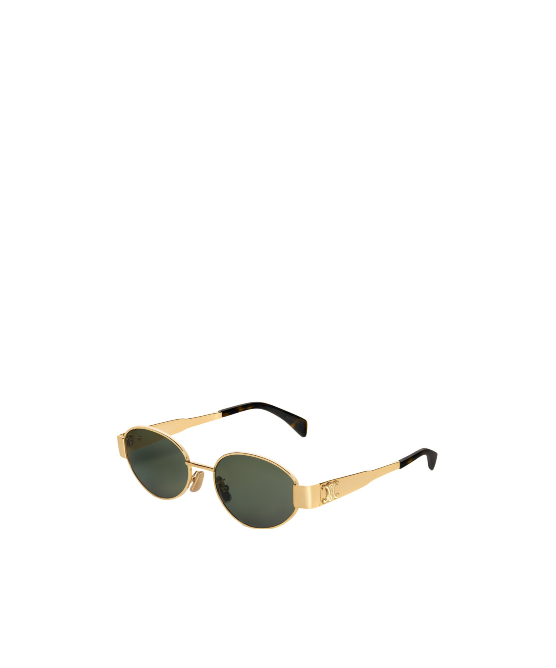 Celine Triomphe Metal 01 Metal Elliptical Sunglasses In Green