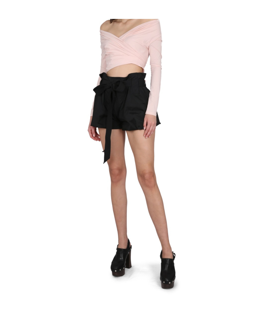 Philosophy Di Lorenzo Serafini High-waisted Shorts With Belted Waist In Black
