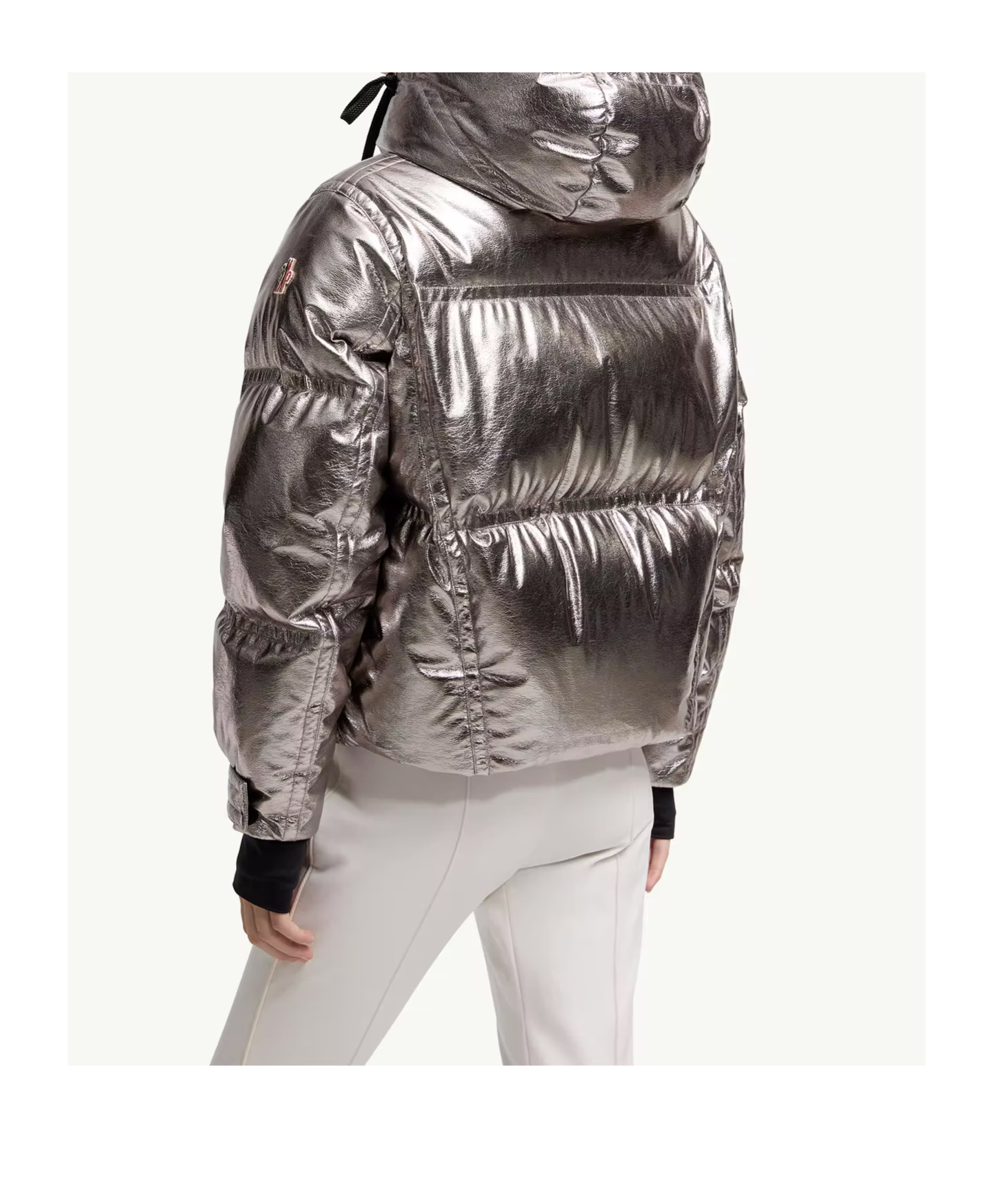 Moncler Calaque Metallic Hooded Down Ski Jacket In Silver