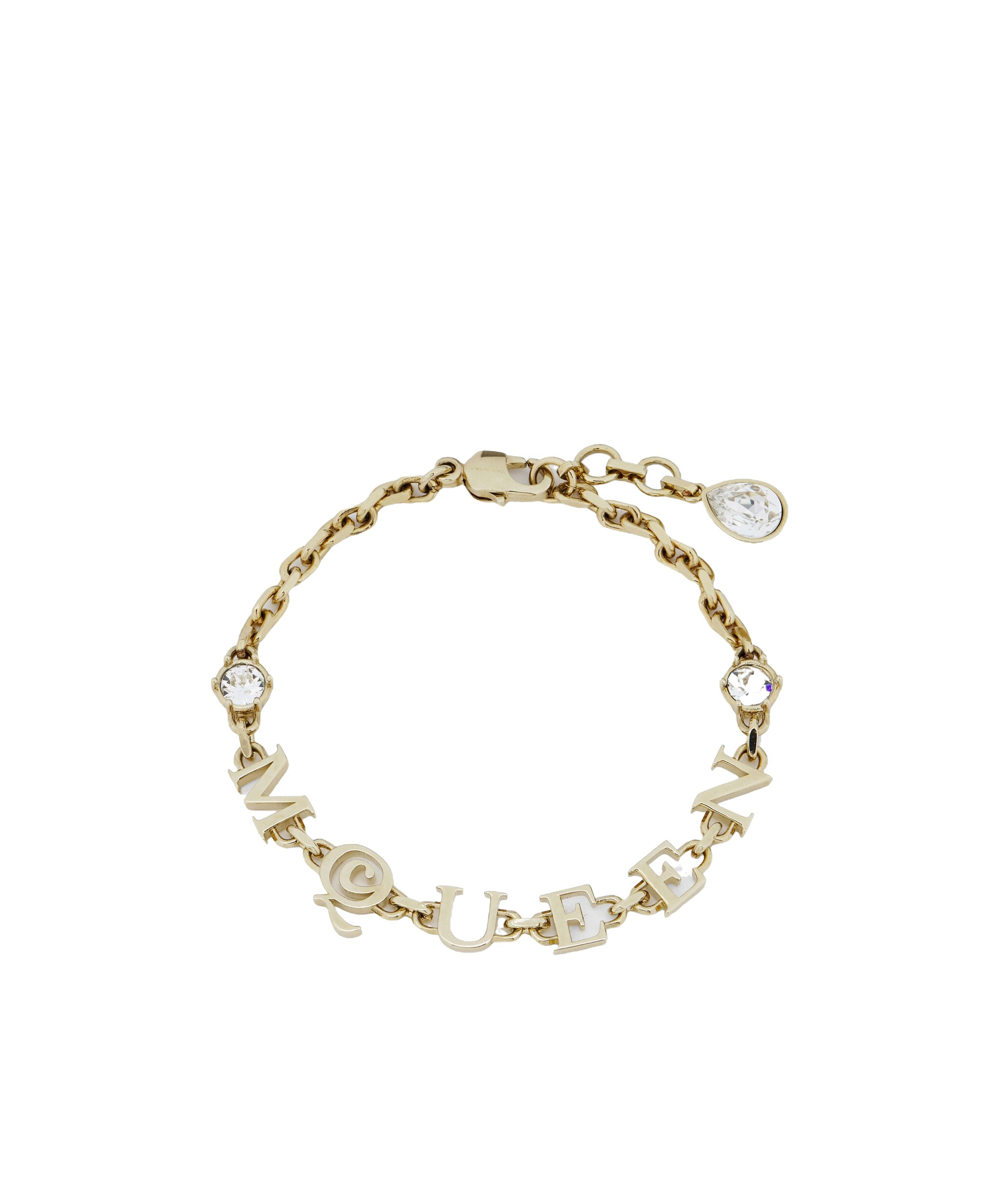 Alexander Mcqueen Logo Lettering Crystal Embellished Bracelet