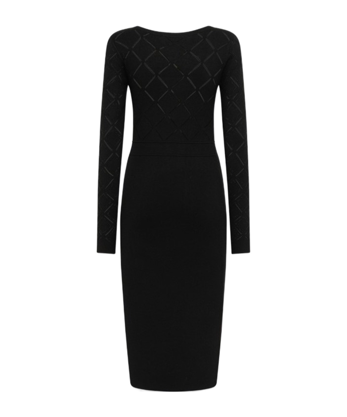 Blugirl Long-sleeve Patterned Midi Dress In Black