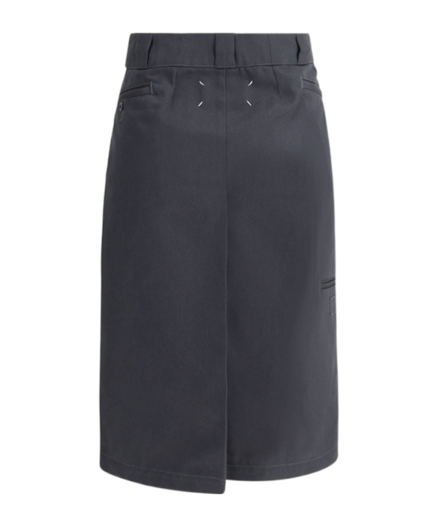 Maison Margiela Womens Anthracite Pleated Multi-pockets Woven-blend Midi Skirt In Black