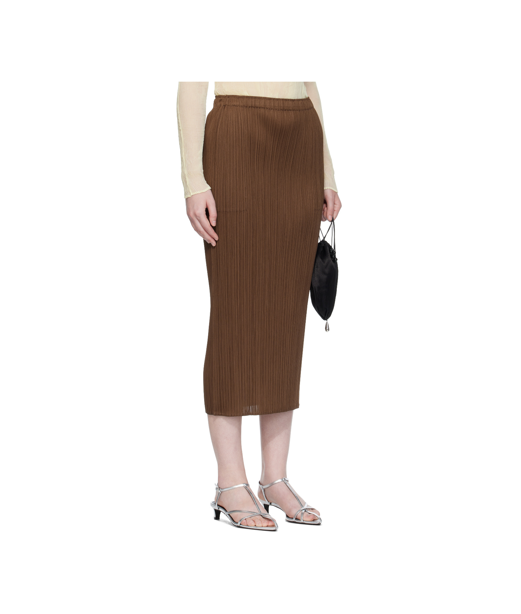 Issey Miyake Brown New Colorful Basics 4 Midi Skirt In Brown