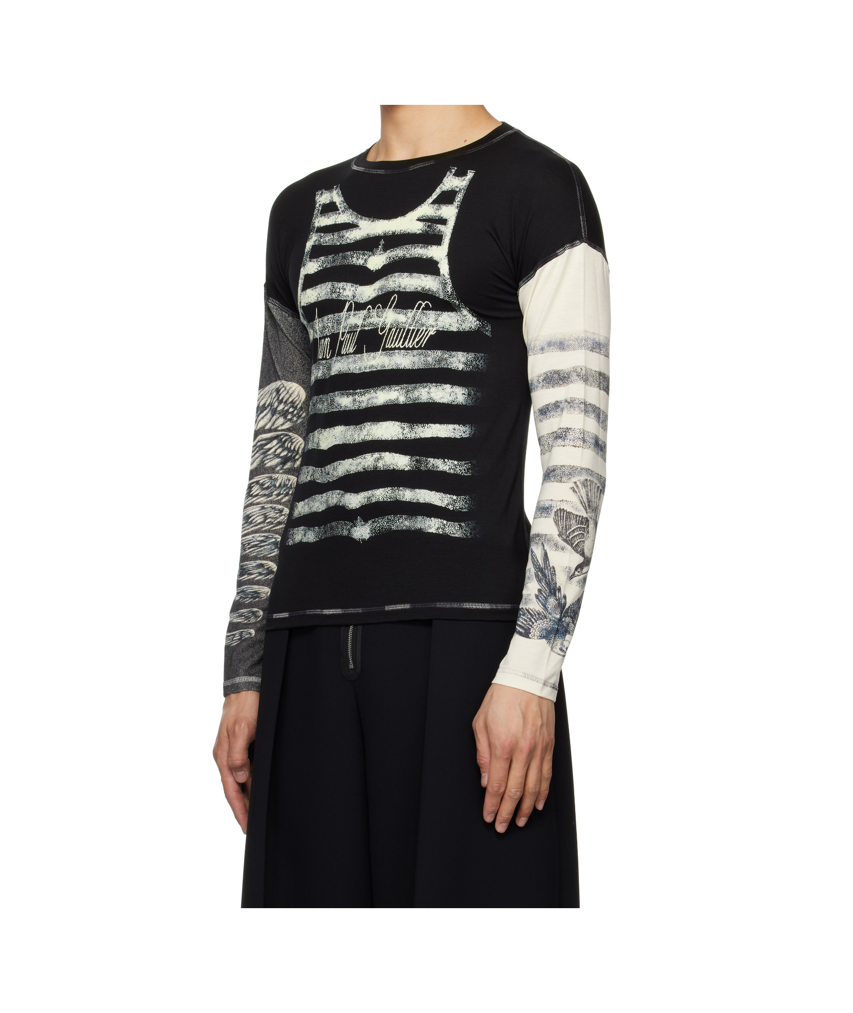 Shop Jean Paul Gaultier Black 'the Tattoo Top' T-shirt