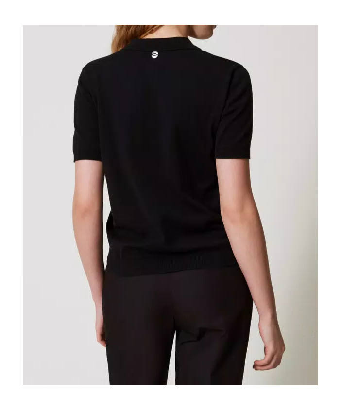 Twinset Twin-set Short Sleeve Shirt With Broderie-anglaise Detailing