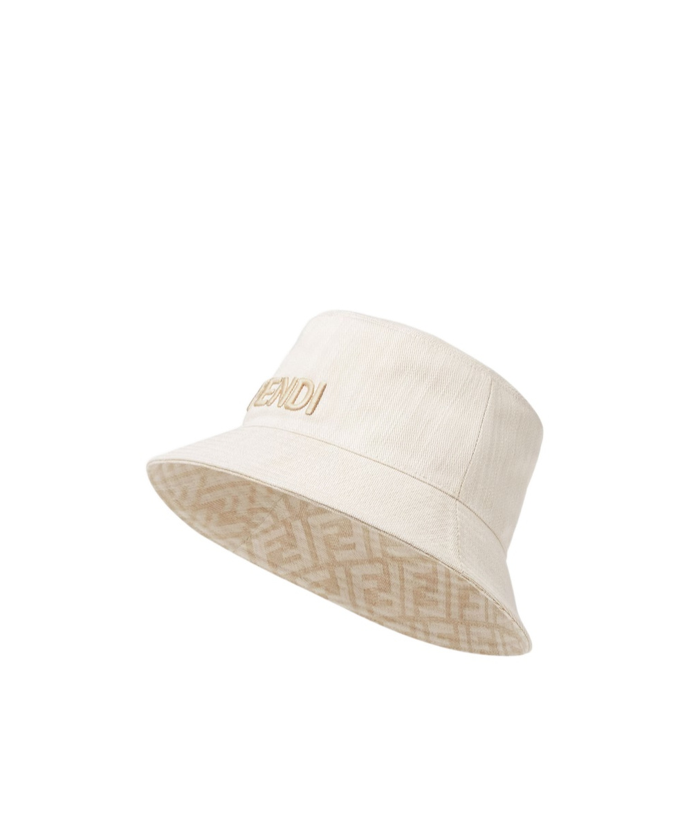 Fendi Reversible White Canvas Bucket Hat