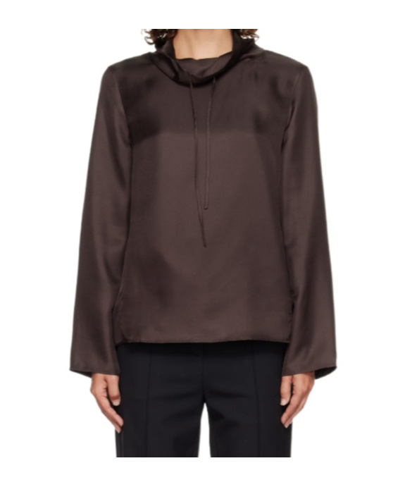 Loulou De Saison Brown Cyna Silk Blouse In Brown