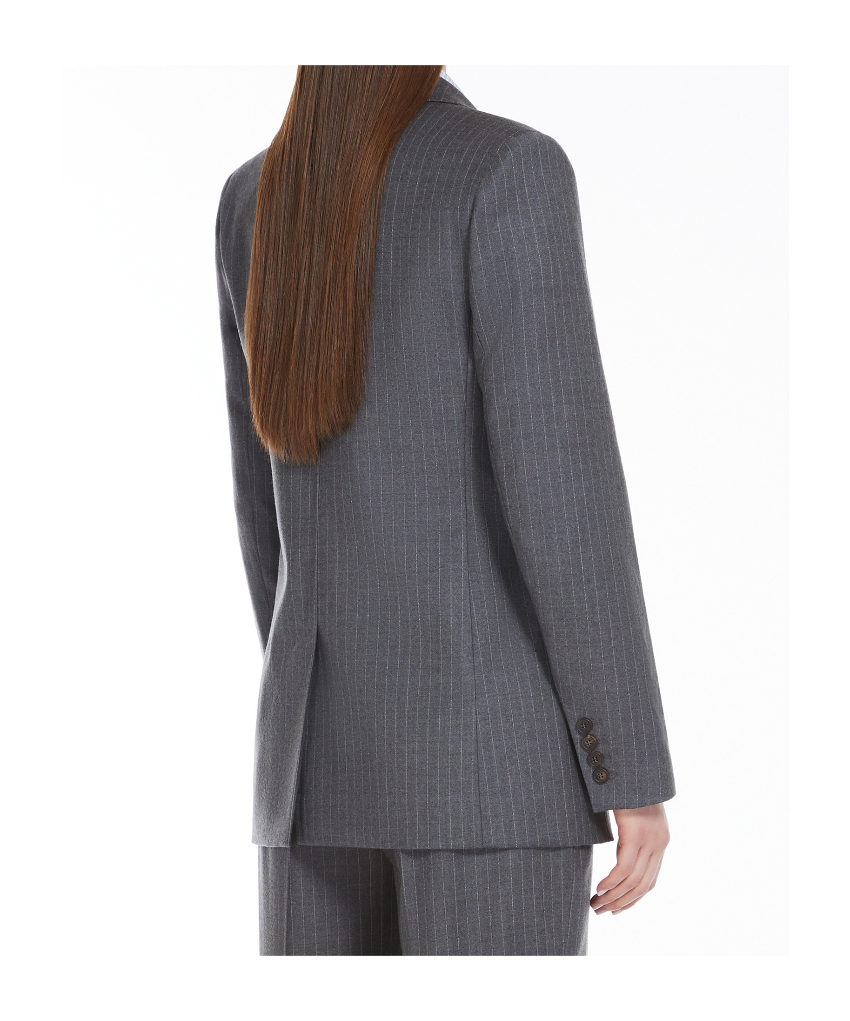 Max Mara Long-sleeved Wool Suit Coat In Black