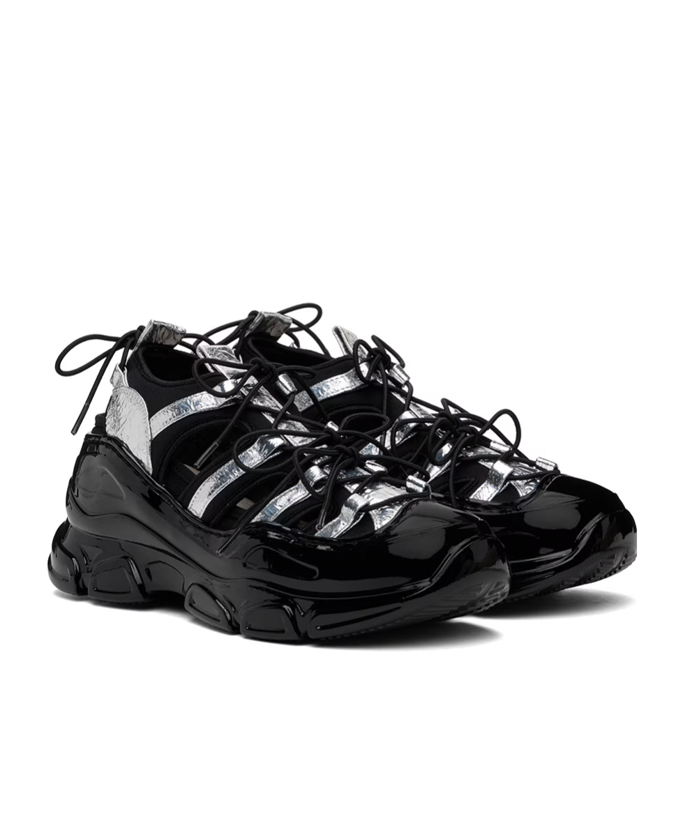 Simone Rocha Panelled-design Leather Sneakers In Black