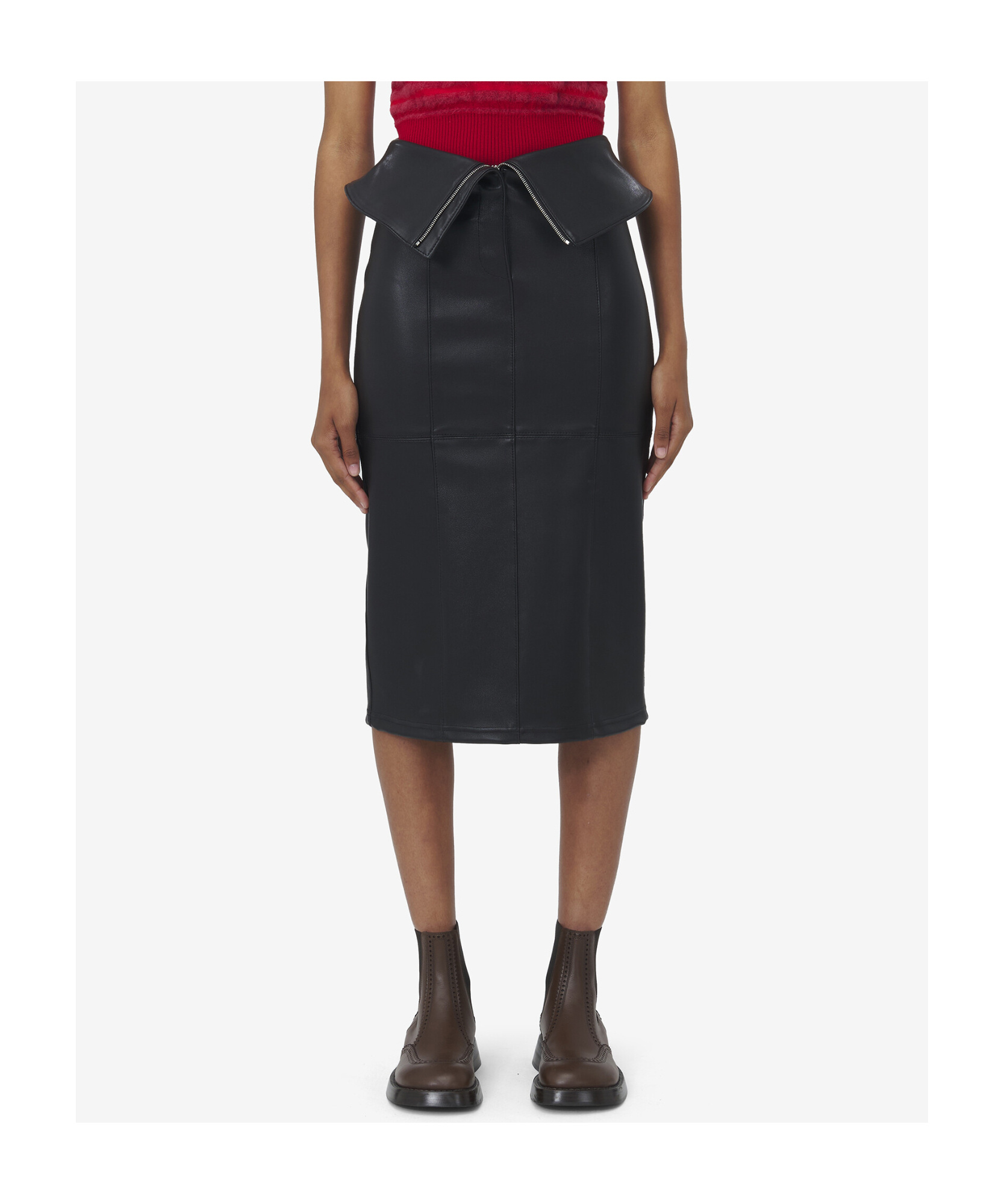 Shop Alexander Mcqueen Leather Pencil Skirt In Black