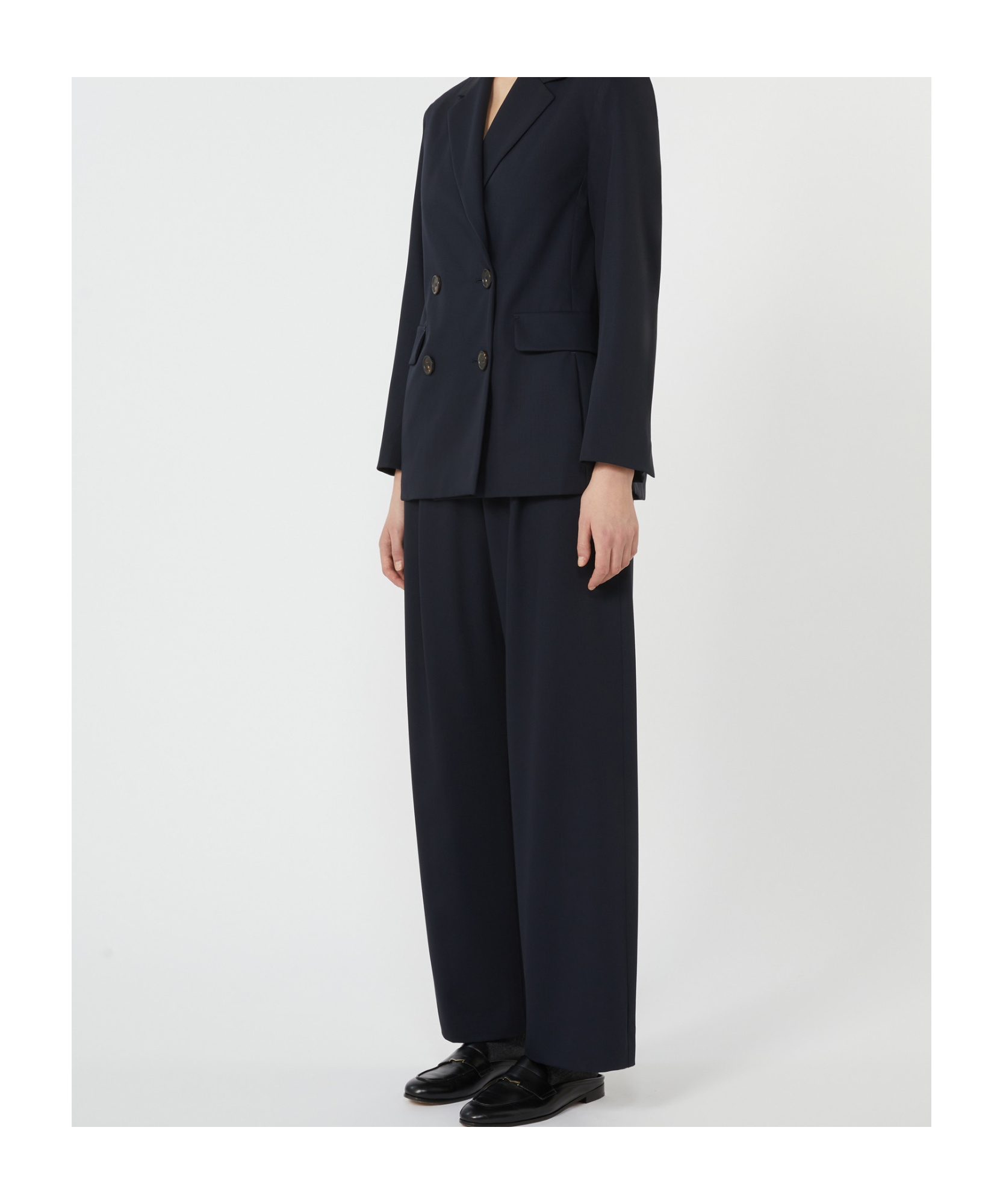 Max Mara Wool Crepe Trousers In Blue