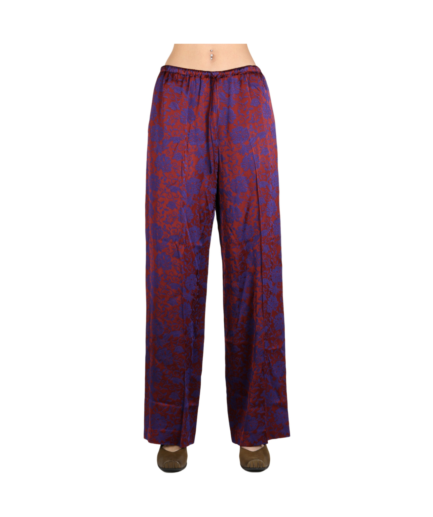 Dries Van Noten Womens Burgundy Puvis Floral-print Wide-leg Satin Trousers In Multicolor