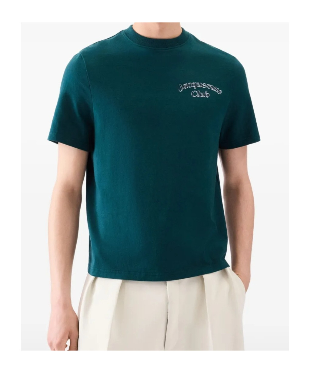 Jacquemus Mens Club Dark Green Embroidered-print Long-sleeve Cotton Shirt In Green