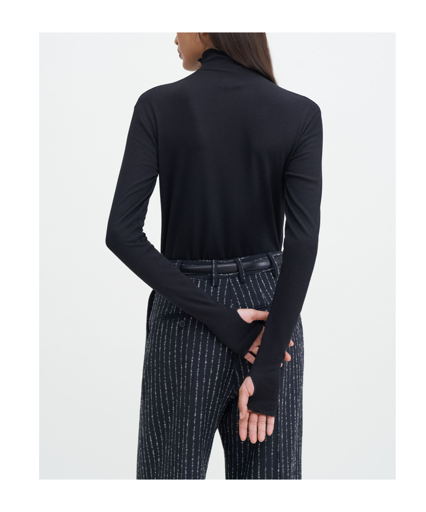 Filippa K Rib Stand-neck Top In Black