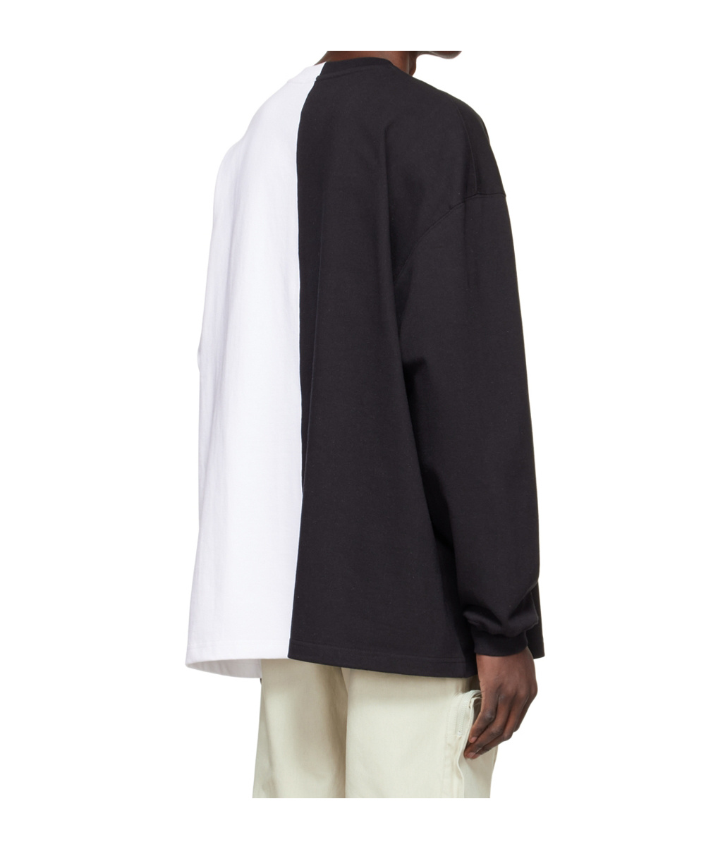 We11 Done Round Collar Color Matching Long-sleeved T-shirt In White