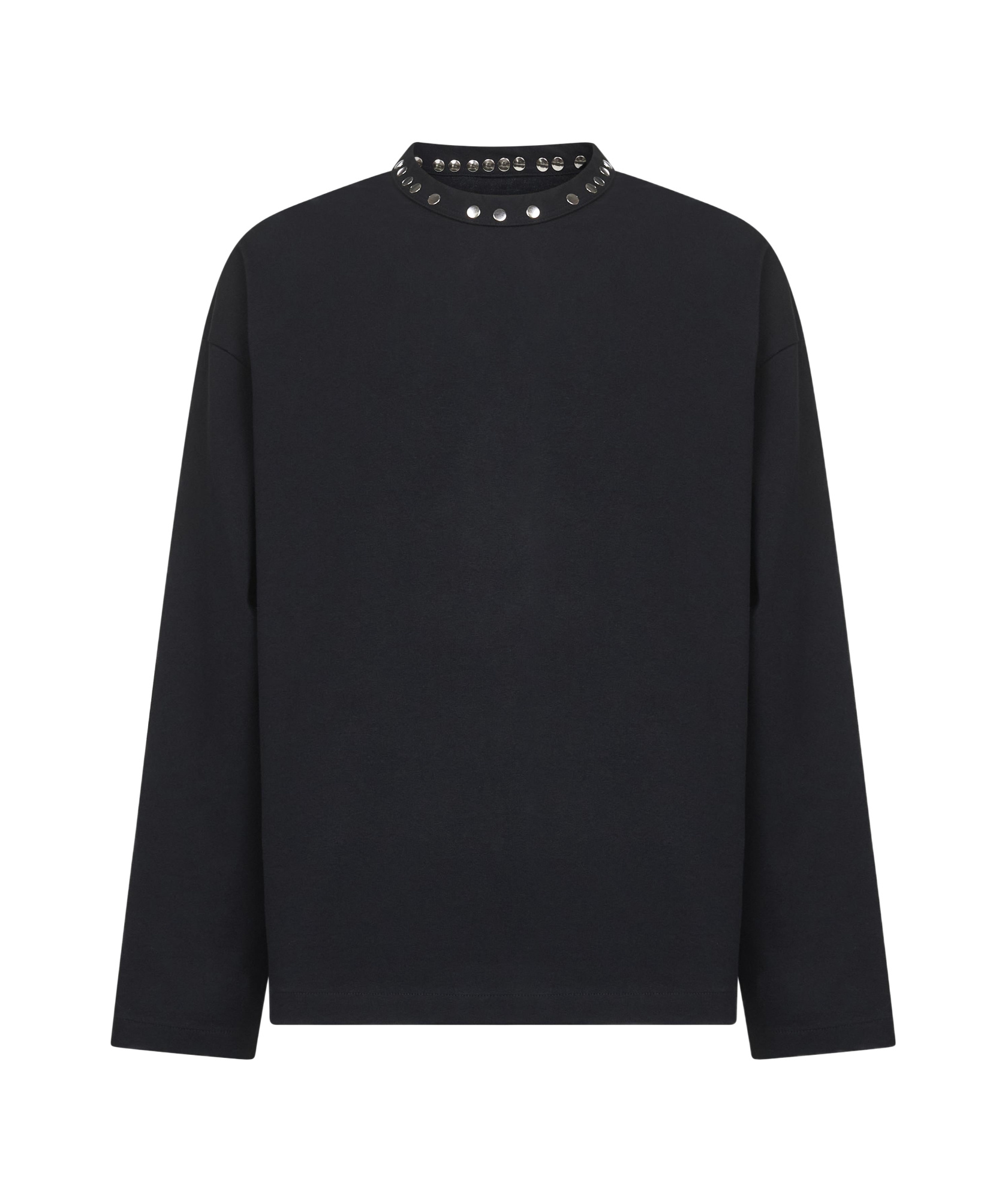 Jil Sander Metal-stud Crew-neck Top In Black