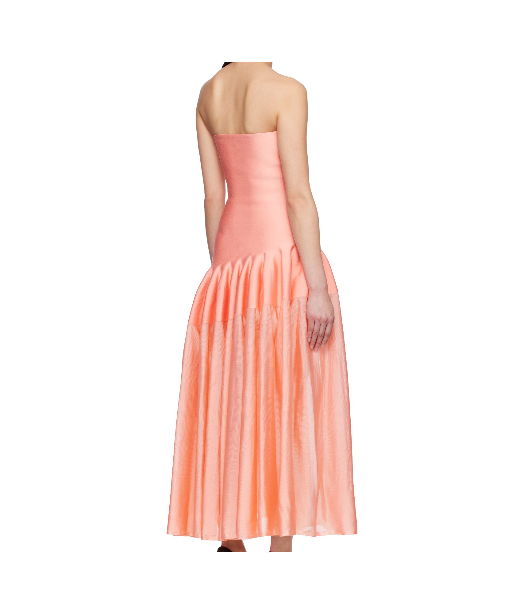 Shop Alaïa Godet Midi Dress In Peche