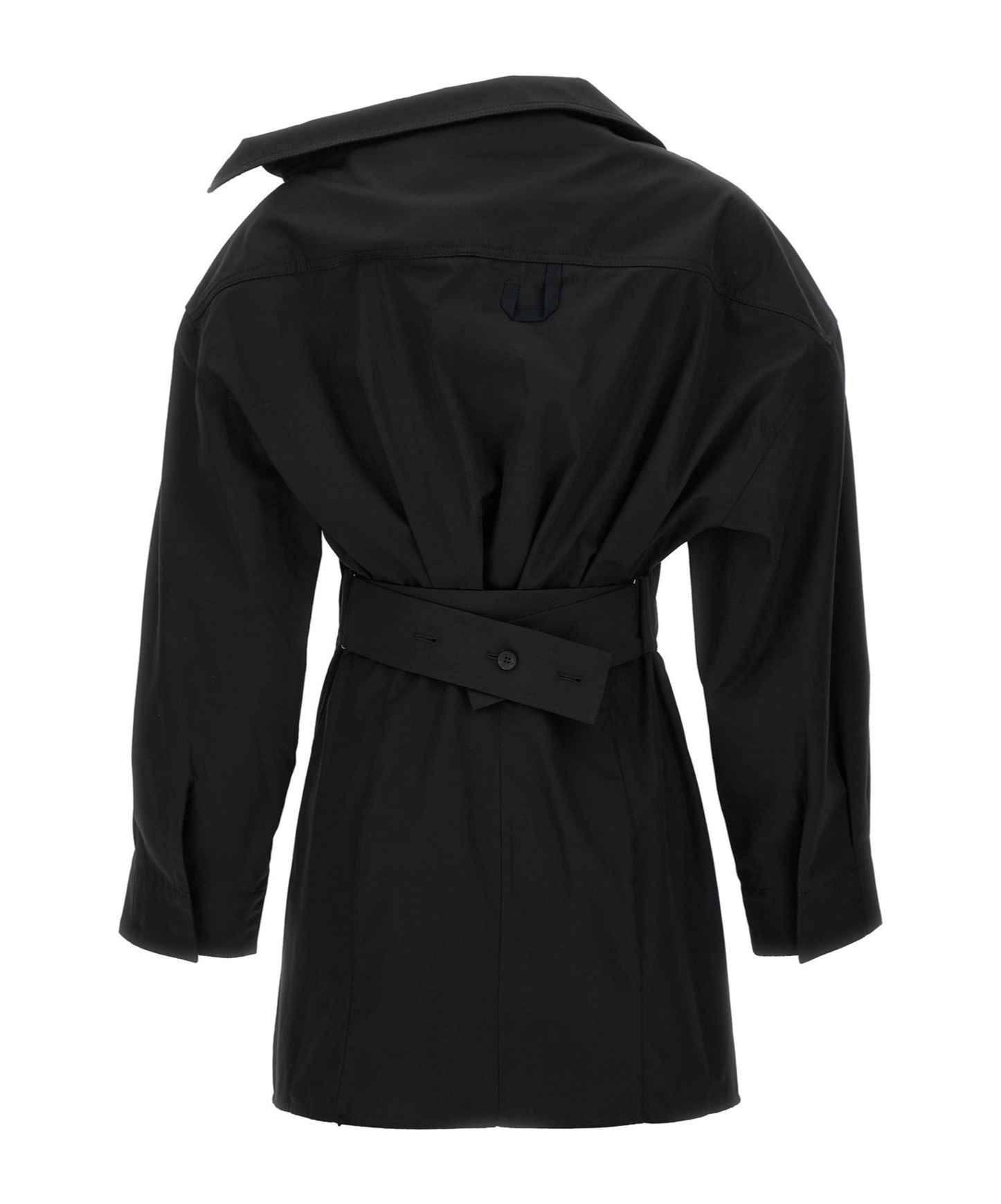 Jacquemus Asymmetric Mini Shirt Dress In Black