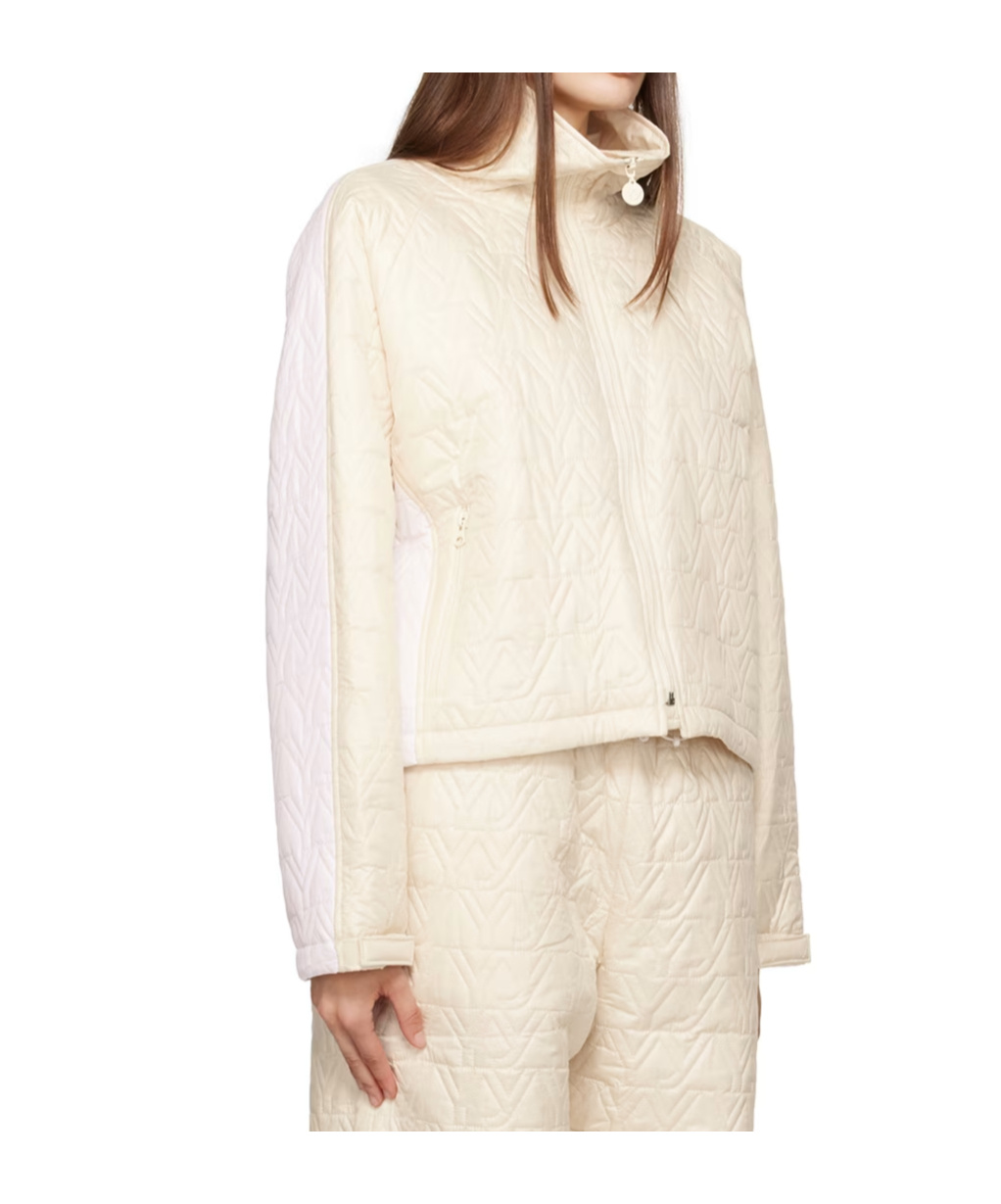 Open Yy Quilted Bomber Jacket In Neutral