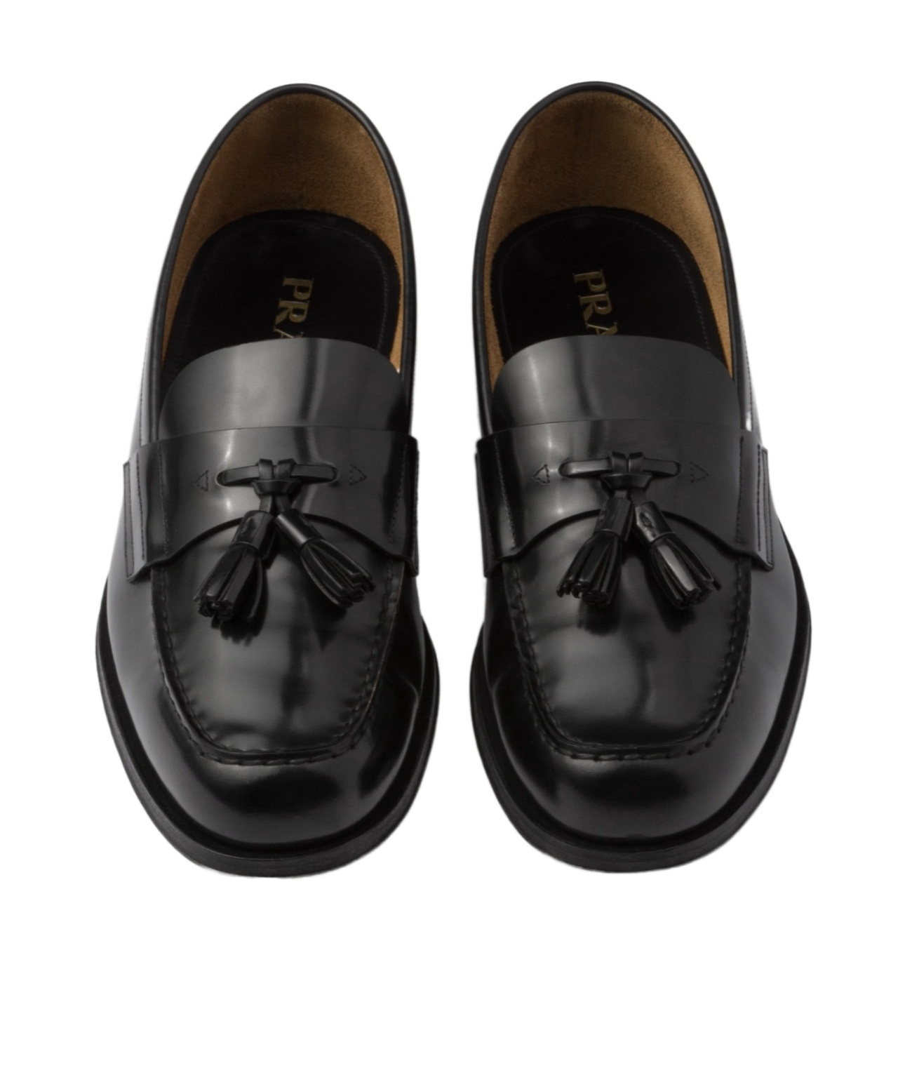Prada Black Leather Loafers In Black