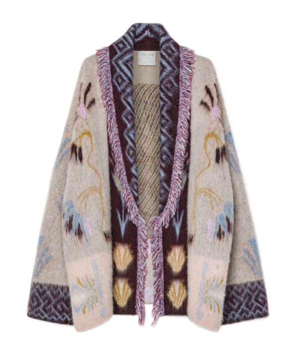 Forte Forte Longline Cardigan In Baby Alpaca Wool In Multi