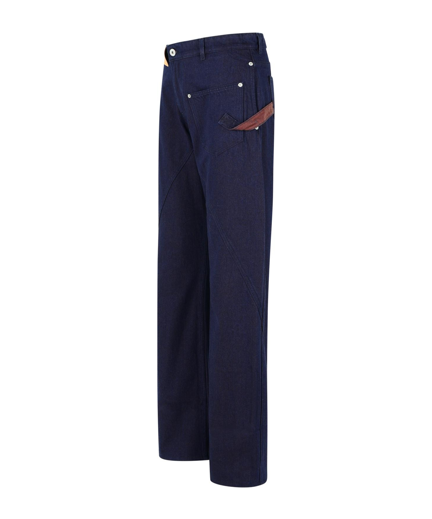 Jw Anderson Workwear Cotton Pants With Blue Twisted Leg In Blue
