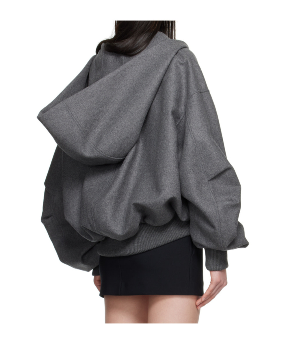 Attico Wool-blend Bomber Jacket In Black
