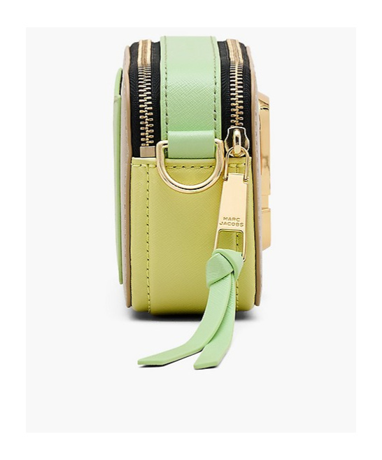 Marc Jacobs Beige And Acid Green Leather The Snapshot Crossbody Bag In Nude