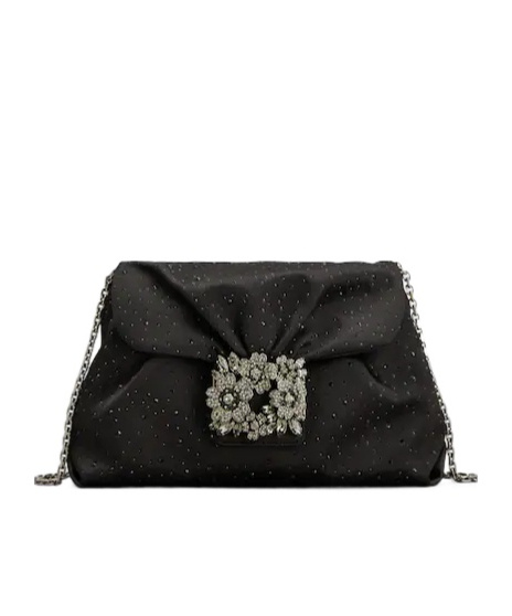 Roger Vivier Efflorescence Mini Bag In Satin In Black