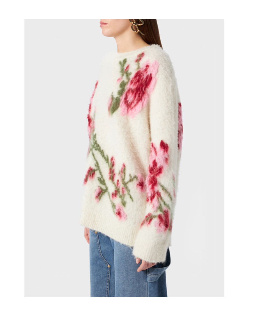 Blumarine Jacquar Crew Neck In White