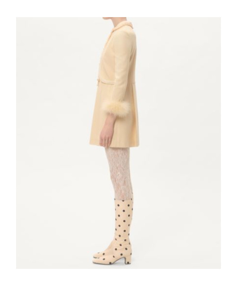Valentino Feather-trimmed Embellished Jacquard And Woven Mini Dress In Birch Color