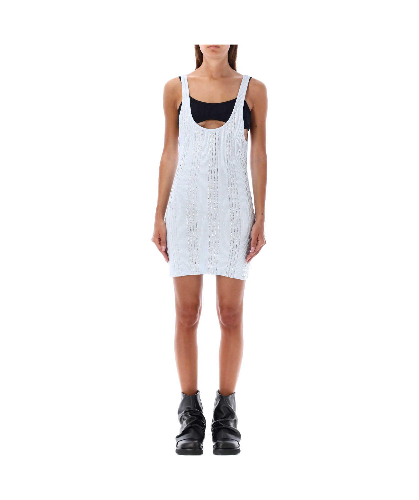 Attico White Cotton Flat Ribbed Jersey Tank Top In White