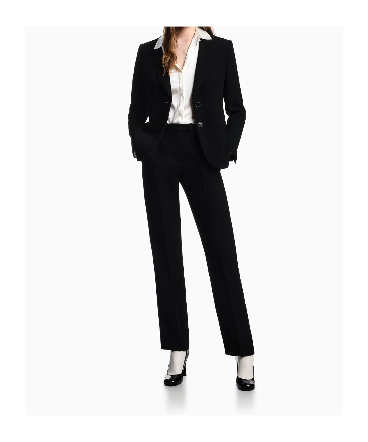 Emporio Armani Asv Waffle Weave Technical Fabric Trousers In Black